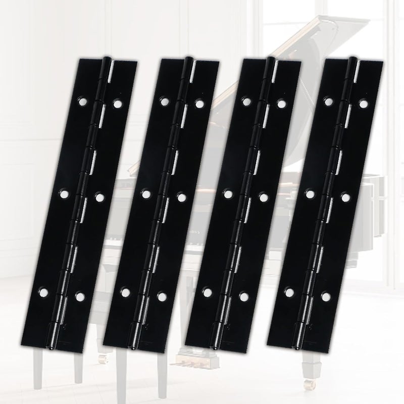 Gallipower 4 Pcs Piano Hinges,Metal Hinge with 25 Pcs Screw,Offset Piano Continuous Hinges,Stainless Steel Piano-Hinge with Holes, Polished Stainless Furniture Hinges for Cabinet Door Cases Woodworking (Black) - Image 5